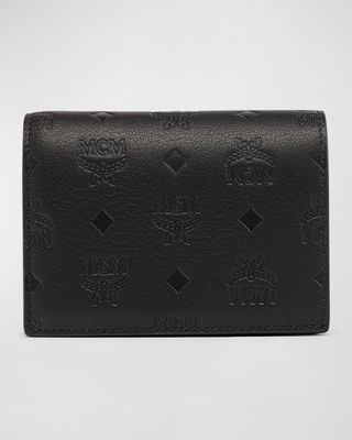 Monogram-Embossed Bifold Leather Wallet