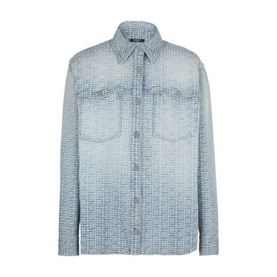 Monogrammed denim overshirt