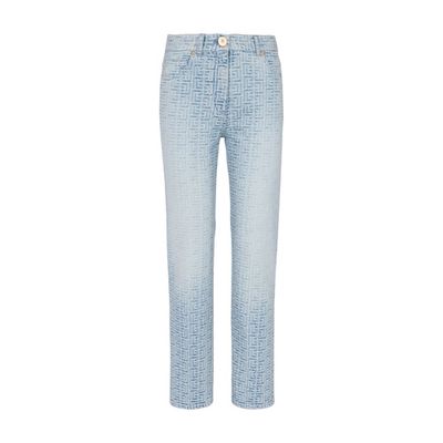 Monogrammed straight-cut denim jeans