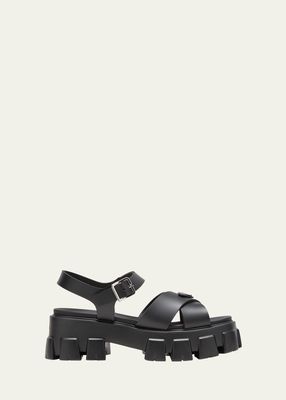 Monolith Crisscross Ankle-Strap Chunky Sandals
