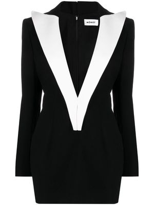 Mônot contrasting-lapels long-sleeve mini dress - Black
