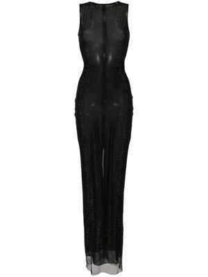 Mônot crystal-embellished mesh gown - Black