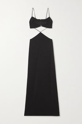 Mônot - Cutout Crepe Halterneck Dress - Black