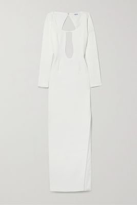 Mônot - Cutout Mesh-trimmed Crepe Gown - White