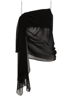 Mônot draped chiffon cropped blouse - Black
