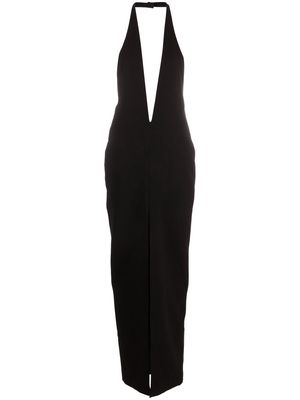 Mônot halterneck plunging-neckline gown - Black