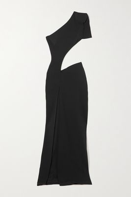 Mônot - One-shoulder Cutout Crepe Gown - Black