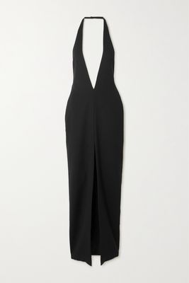 Mônot - Open-back Crepe Halterneck Maxi Dress - Black