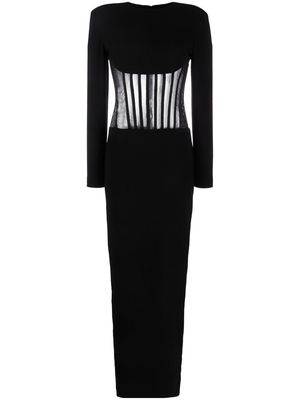 Mônot sheer-panel long-sleeve dress - Black