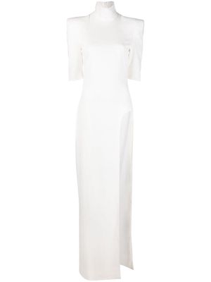 Mônot slit-detail funnel-neck dress - White