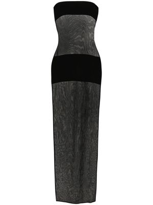 Mônot strapless semi-sheer maxi dress - Black