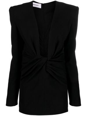 Mônot U-neck twist-detail mini dress - Black