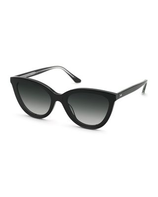 Monroe Nylon Acetate/Metal Cat-Eye Sunglasses, Black