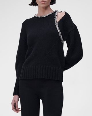 Monroe Wool Cashmere Knit Sweater with Crystals
