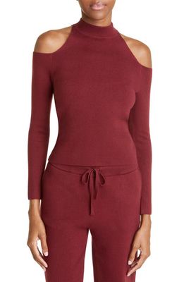 Monrow Supersoft Cold Shoulder Sweater in Rhubarb