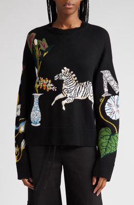 MONSE Alpaca & Merino Wool Blend Jacquard Sweater in Black