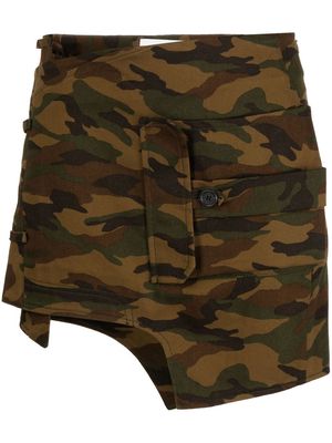 Monse asymmetric camouflage mini skirt - Green