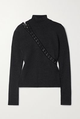 Monse - Asymmetric Cutout Merino Wool-blend Turtleneck Sweater - Gray