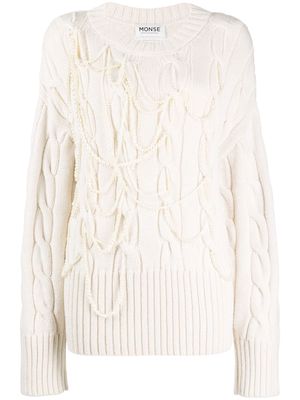 Monse cable-knit embellished jumper - White