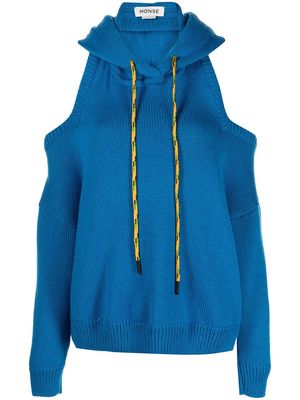 Monse cold-shoulder knitted hoodie - Blue