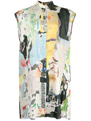 Monse collage-print sleeveless shirt - Multicolour