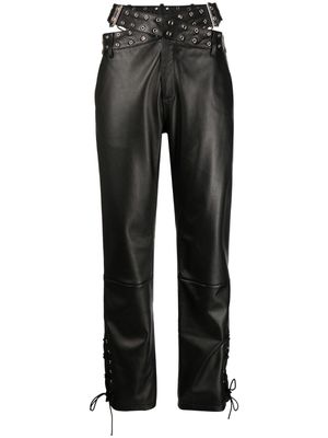 Monse criss-cross belt leather trousers - Black