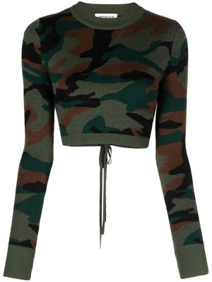 Monse cropped camouflage-knit jumper - Green