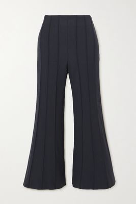 Monse - Cropped Pintucked Wool-blend Twill Flared Pants - Blue