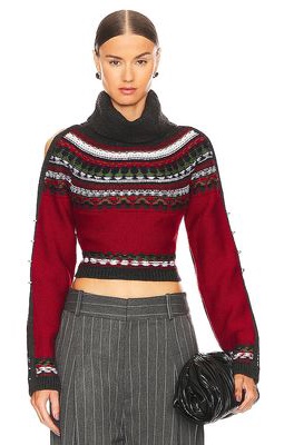 Monse Cropped Sweater in Red