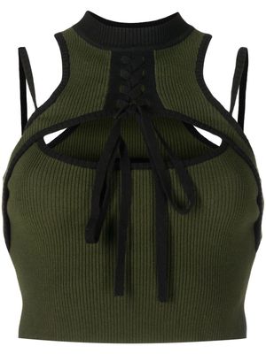 Monse cut-out detail ribbed top - Green