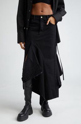 MONSE Deconstructed Denim Maxi Skirt in Black