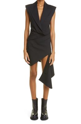 MONSE Deconstructed Stretch Wool Minidress in Black