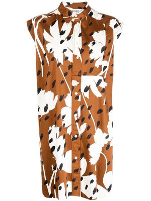 Monse floral-print asymmetric shirtdress - Brown