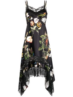 Monse floral-print asymmetric slip dress - Black