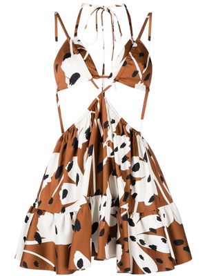 Monse floral-print cut-out minidress - Brown
