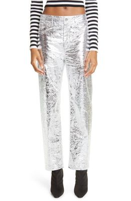 MONSE Foiled Straight Leg Jeans in Silver