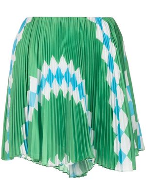 Monse graphic-print pleated mini skirt - Green