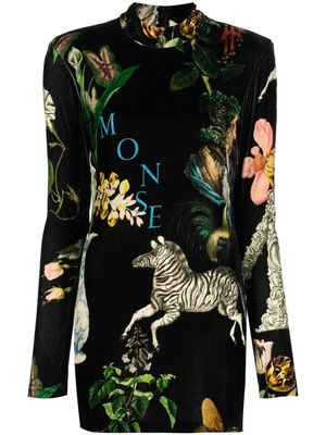 Monse graphic-print velvet minidress - Black