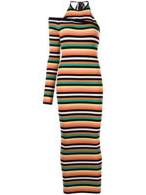 Monse horizontal-stripe asymmetric maxi dress - Orange