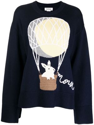 Monse intarsia-knit merino wool jumper - Blue