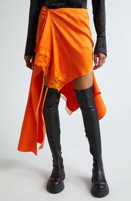 MONSE Lace Trim Deconstructed Midi Skirt in Orange