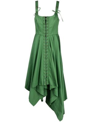 Monse lace-up asymmetric midi dress - Green
