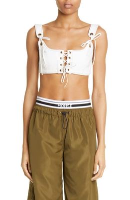 MONSE Lace-Up Corset Bra Top in White