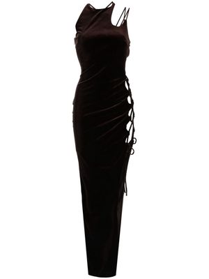 Monse lace-up detailind velvet maxi dress - Brown