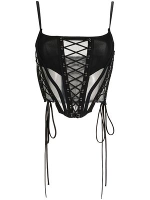 Monse lace-up sheer bustier top - Black