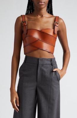 MONSE Leather Bustier in Brown
