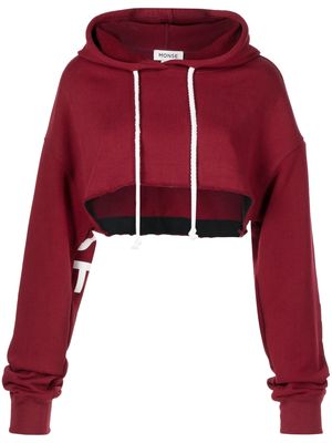 Monse logo-detail cotton cropped hoodie - Red