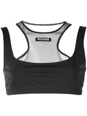 Monse logo-patch sports bra - Grey