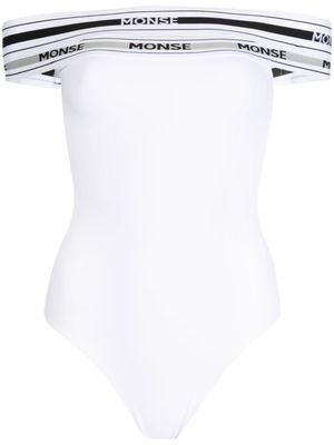 Monse logo-print off-shoulder bodysuit - White
