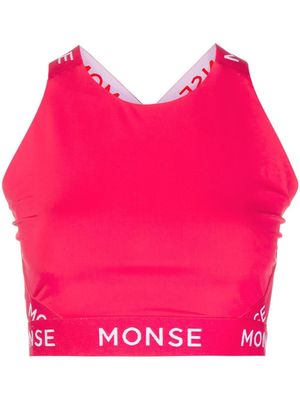 Monse logo-tape longline bra - Pink